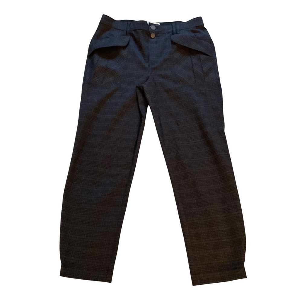 Democracy Ab Technology Plaid Pockets Ankle Slit Pants Dark Grey Womens 8